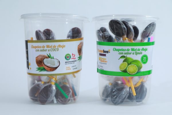 CHUPETAS DE MIEL  SABOR A COCO Y LIMON  X 20 UNIDADES